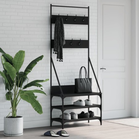 Coat rack with black shoe rack 72x34x184 cm by , Dresser Organizers and Bar Hangers - Ref: Foro24-837827, Price: 75,01 €, Dis...