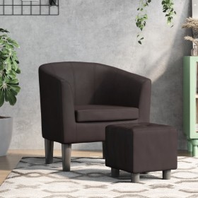 Brown synthetic leather armchair with stool by , Armchairs - Ref: Foro24-356493, Price: 181,92 €, Discount: %