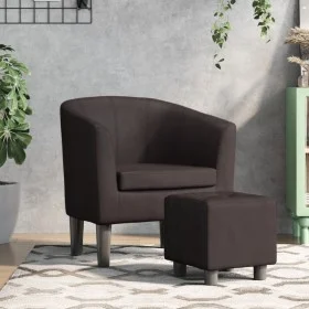 Sillón con taburete cuero sintético marrón de , Sillones - Ref: Foro24-356493, Precio: 178,49 €, Descuento: %