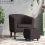 Brown synthetic leather armchair with stool by , Armchairs - Ref: Foro24-356493, Price: 181,92 €, Discount: %