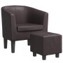 Brown synthetic leather armchair with stool by , Armchairs - Ref: Foro24-356493, Price: 181,92 €, Discount: %