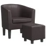 Sillón con taburete cuero sintético marrón de , Sillones - Ref: Foro24-356493, Precio: 178,46 €, Descuento: %