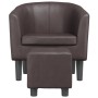Brown synthetic leather armchair with stool by , Armchairs - Ref: Foro24-356493, Price: 181,92 €, Discount: %