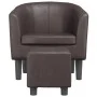 Sillón con taburete cuero sintético marrón de , Sillones - Ref: Foro24-356493, Precio: 178,46 €, Descuento: %