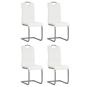 Sillas de comedor voladizas 4 unidades de tela blanca de vidaXL, Sillas de comedor - Ref: Foro24-246196, Precio: 233,68 €, De...