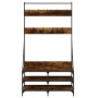 Coat rack with smoked oak shoe rack 100x40x184 cm by , Dresser Organizers and Bar Hangers - Ref: Foro24-837849, Price: 91,54 ...