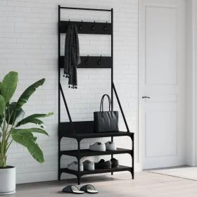Coat rack with black shoe rack 70x40x184 cm by , Dresser Organizers and Bar Hangers - Ref: Foro24-837842, Price: 74,48 €, Dis...