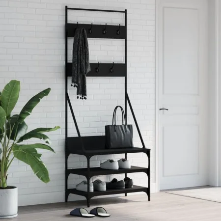 Perchero con zapatero negro 70x40x184 cm de , Organizadores de vestidores y perchas de barra - Ref: Foro24-837842, Precio: 74...