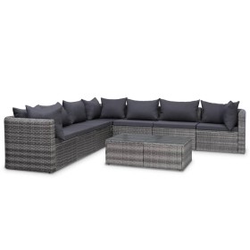 8-teiliges Gartensofa-Set und graue synthetische Rattankissen von vidaXL, Gartensets - Ref: Foro24-44157, Preis: 947,42 €, Ra...