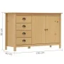 vidaxL Hill solid pine wood sideboard in honey brown color, 130x40x80 cm by , Sideboards - Ref: Foro24-288931, Price: 194,25 ...