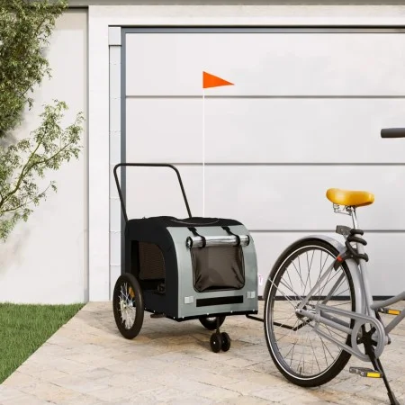 Haustier Fahrradanhänger Eisen Stoff Oxford schwarz grau von , Kinderwagen für Haustiere - Ref: Foro24-93853, Preis: 92,26 €,...
