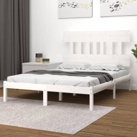 Estructura de cama madera maciza blanco Supe King 180x200 cm Estructura de cama madera maciza blanco Supe King 180x200 cm