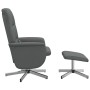 Sillón reclinable de masaje con reposapiés tela gris oscuro