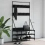 Black coat rack with shoe rack 100x40x184 cm by , Dresser Organizers and Bar Hangers - Ref: Foro24-837847, Price: 95,29 €, Di...