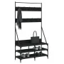 Black coat rack with shoe rack 100x40x184 cm by , Dresser Organizers and Bar Hangers - Ref: Foro24-837847, Price: 95,29 €, Di...
