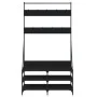 Black coat rack with shoe rack 100x40x184 cm by , Dresser Organizers and Bar Hangers - Ref: Foro24-837847, Price: 95,29 €, Di...