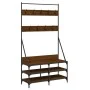 Coat rack with brown oak shoe rack 100x40x184 cm by , Dresser Organizers and Bar Hangers - Ref: Foro24-837851, Price: 98,69 €...