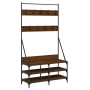 Garderobe aus brauner Eiche mit Schuhablage 100x40x184 cm von , Kommoden-Organizer und Bar-Kleiderbügel - Ref: Foro24-837851,...