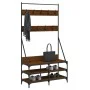 Coat rack with brown oak shoe rack 100x40x184 cm by , Dresser Organizers and Bar Hangers - Ref: Foro24-837851, Price: 98,69 €...