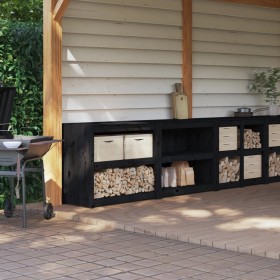Muebles de cocina de exterior 2 pzas madera maciza pino negro