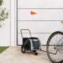 Fahrradanhänger für Haustiere aus Eisen und grauem schwarzen Oxford-Stoff. von , Kinderwagen für Haustiere - Ref: Foro24-9388...