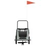 Fahrradanhänger für Haustiere aus Eisen und grauem schwarzen Oxford-Stoff. von , Kinderwagen für Haustiere - Ref: Foro24-9388...