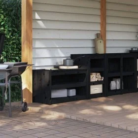 Muebles de cocina de exterior 2 pzas madera maciza pino negro by , Kitchen cabinets - Ref: Foro24-3196132, Price: 288,26 €, D...