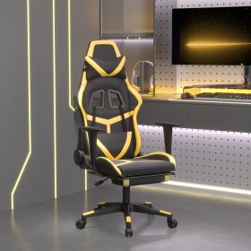 Gaming-Stuhl mit Fußstütze aus schwarzgoldenem Kunstleder von , Gaming-Stühle - Ref: Foro24-3143678, Preis: 128,03 €, Rabatt: %