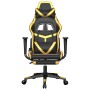Gaming-Stuhl mit Fußstütze aus schwarzgoldenem Kunstleder von , Gaming-Stühle - Ref: Foro24-3143678, Preis: 128,03 €, Rabatt: %