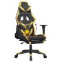 Gaming-Stuhl mit Fußstütze aus schwarzgoldenem Kunstleder von , Gaming-Stühle - Ref: Foro24-3143678, Preis: 128,03 €, Rabatt: %