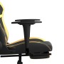 Gaming-Stuhl mit Fußstütze aus schwarzgoldenem Kunstleder von , Gaming-Stühle - Ref: Foro24-3143678, Preis: 128,03 €, Rabatt: %
