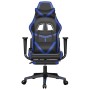 Gaming chair with massage and footrest in black blue synthetic leather by , Gaming chairs - Ref: Foro24-345434, Price: 134,33...