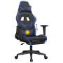 Gaming chair with massage and footrest in black blue synthetic leather by , Gaming chairs - Ref: Foro24-345434, Price: 134,33...