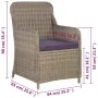 3 Stk. Gartentisch und Stühle und Kissen synthetisches Rattan braun von vidaXL, Gartensets - Ref: Foro24-44149, Preis: 268,72...