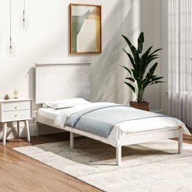 Estructura cama sin colchón madera maciza pino blanca 100x200cm Estructura cama sin colchón madera maciza pino blanca 100x200cm