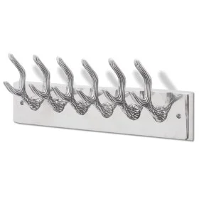 Aluminum hanger with hooks for clothes, coats (Silver) by , Hat and coat racks - Ref: Foro24-242339, Price: 40,83 €, Discount: %