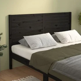 Solid black pine wood bed headboard 141x4x100 cm by , Headboards and footboards - Ref: Foro24-819019, Price: 73,07 €, Discoun...
