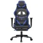 Gaming-Stuhl mit Fußstütze aus schwarzem, blauem Kunstleder von , Gaming-Stühle - Ref: Foro24-3143676, Preis: 132,19 €, Rabat...