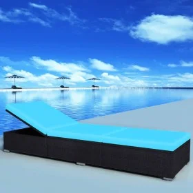 Lounger with black synthetic rattan cushion by vidaXL, Loungers - Ref: Foro24-44406, Price: 158,26 €, Discount: %