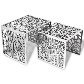 Silver aluminum square side table 2 units by , Side tables - Ref: Foro24-243508, Price: 229,74 €, Discount: %