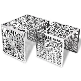 Silver aluminum square side table 2 units by , Side tables - Ref: Foro24-243508, Price: 250,47 €, Discount: %