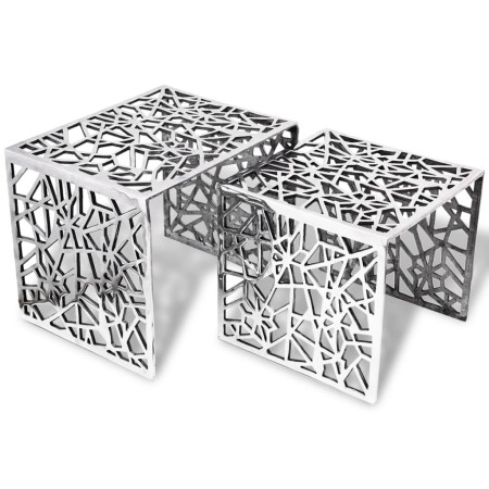 Silver aluminum square side table 2 units by , Side tables - Ref: Foro24-243508, Price: 229,74 €, Discount: %