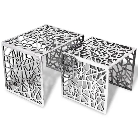 Silver aluminum square side table 2 units by , Side tables - Ref: Foro24-243508, Price: 250,47 €, Discount: %