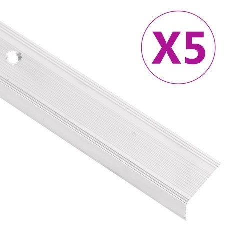 Perfiles de peldaños forma de L 5 uds aluminio plata 100 cm en Escaleras | Comprar online en Foro24