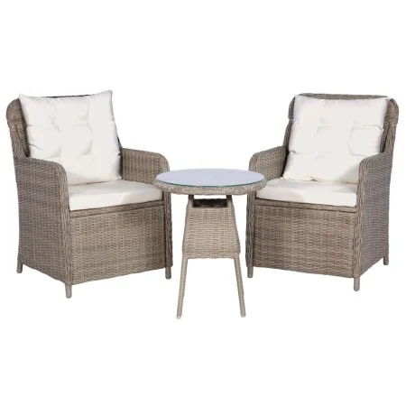 Gartentisch und Stühle 3-teilig und braune synthetische Rattankissen von vidaXL, Gartensets - Ref: Foro24-44150, Preis: 364,6...