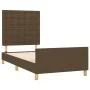 Bed frame with headboard in dark brown fabric 90x190 cm by , Beds and slatted bases - Ref: Foro24-3125344, Price: 136,55 €, D...