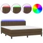 Box spring bed mattress LED lights dark brown fabric 180x200cm by , Beds and slatted bases - Ref: Foro24-3133496, Price: 550,...