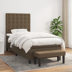 Box spring bed with dark brown fabric mattress 90x200 cm by , Beds and slatted bases - Ref: Foro24-3136888, Price: 395,82 €, ...