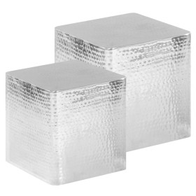 Mesas de centro 2 piezas aluminio plateado