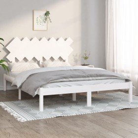 Estructura de cama doble madera maciza blanca 140x190 cm en Camas y somieres | Comprar online en Foro24